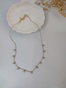 Zirkon damla taş gold kolye