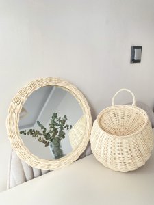 Rattan ayna sepet set