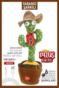 Konuşan Dans Eden Müzikli Işıklı Taklitçi Saksı Kaktüs Peluş Oyuncak