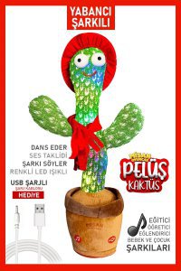 Konuşan Dans Eden Müzikli Işıklı Taklitçi Saksı Kaktüs Peluş Oyuncak