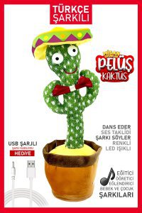 Konuşan Dans Eden Müzikli Işıklı Taklitçi Saksı Kaktüs Peluş Oyuncak