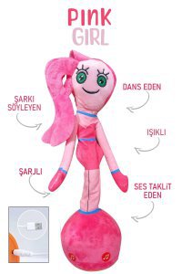 Oyuncak Pink Girl Konuşan, Taklit Eden, Dans Eden, Sarjlı Peluş