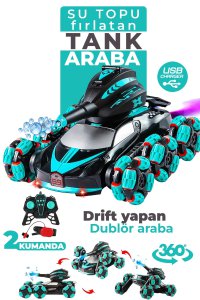 Drift Dublör 6 Tekerlekli Su Topu Atan Çift Kumandalı Araba