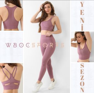 Seamless (Dikişsiz) Toparlayıcı Tayt ve Bra Takım Lila rengi