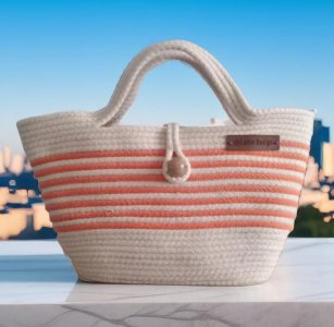 Pamuklu kordon ip ile tasarım çanta