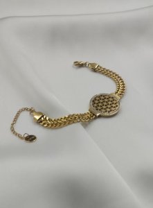 Çelik Gold Yaşam Çiçeği Bileklik