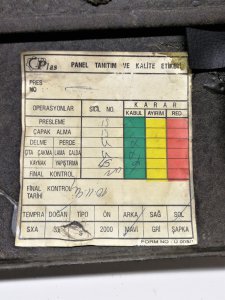 ORJİNAL  SOL ARKA KAPI DÖŞEMESİ (GRİ) DOĞAN KARTAL S-SLX 182769260