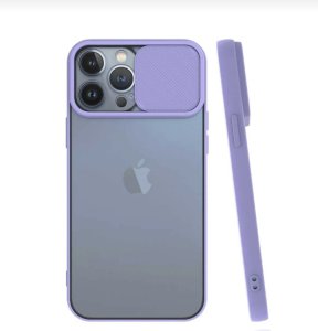 iPhone 13 Pro Max Kılıf Kamera Koruyuculu Sürgülü - Lila