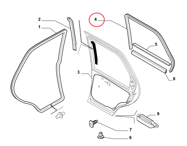 SAĞ ARKA KAPI CAM ÇERÇEVE FİTİLİ PALİO SİENA 46406090--51705219