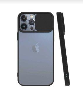 iPhone 13 Pro Max Kılıf Kamera Koruyuculu Sürgülü - Siyah