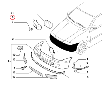 SOL ÖN TAMPON DARBE EMİCİ TAKOZ 02--05 PALİO ALBEA 46762477