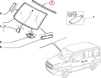 ÖN CAM ÜST LASTİĞİ 01--10 DOBLO 1-2 51783114