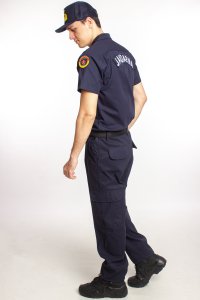 Kısa Kollu Jandarma Asayiş Subay Lacivert Renkli Rengi Solmayan Gömlek ve Kargo Cepli Taktik Pantolon Alt üst Takım