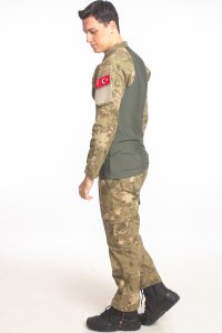 Kara Kuvvetleri Yeni Kamuflaj Renkli Kargo Cepli Taktik Pantolon Uzun Kollu Likralı Combat T-shirt