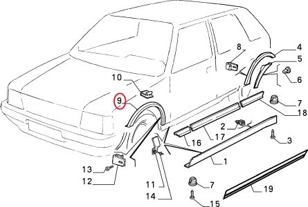 ORJİNAL SAĞ ÖN ÇAMURLUK KENAR AY BAKALİTİ DODİK UNO 181491980