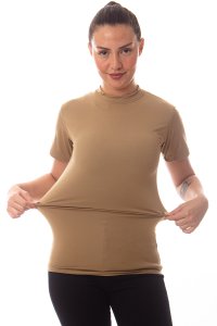 Kısa Kollu Kum Beji Renkli Yuvarlak Yakalı Microfiber Nano Thermal içlik T-shirt