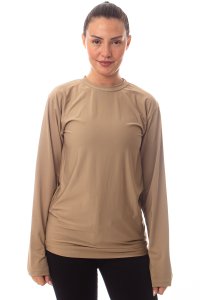 Uzun Kollu Kum Beji Renkli Yuvarlak Yakalı Microfiber Nano Thermal içlik T-shirt
