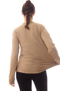 Uzun Kollu Kum Beji Renkli Yuvarlak Yakalı Microfiber Nano Thermal içlik T-shirt