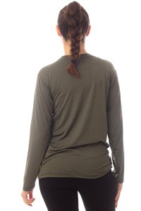 Uzun Kollu Sedef Yeşili Renkli Yuvarlak Yakalı Microfiber Nano Thermal içlik T-shirt