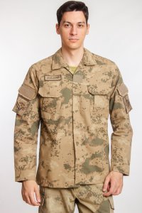 Jandarma Çöl Kamuflaj Renkli Uzun Kollu Cepli Taktik Gömlek Long Sleeve Camouflage