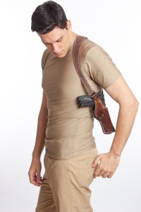 Sağ El Kahverengi Hakiki Deri Özel Üretim Tekli Koltukaltı Kaliteli Airsoft Silah Kılıfı