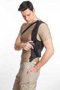 Sağ El Tekli Siyah Renkli Özel Üretim Ayarlamalı Emniyetli Lastikli Universal impertex Koltukaltı Silah Kılıfı