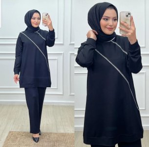 kadın tesettür pantolonlu takım