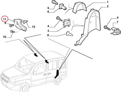 SOL YAN SÜRGÜLÜ KAPI ÜST KIZAK MUHAFAZA BAKALİTİ DOBLO1 735325029