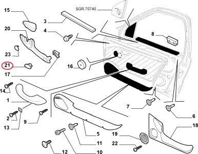 ÖN ARKA KAPI İÇ KOLÇAK CİVATA KAPAĞI PALİO SİENA ALBEA 735290130