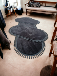 halı post pelüş ponpon saçaklı modern kaymaz taban kolayca yıkama