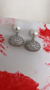 Zirkon taş inci küpe