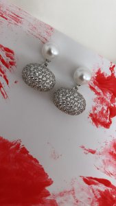 Zirkon taş inci küpe