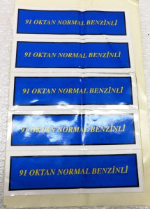 Benzin Uyarı Etiketi Tofaş Doğan Şahin Kartal (91 Oktan Normal Benzinli)