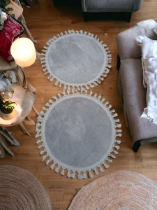 2 adet 60*60 post pelüş ponpon saçaklı kaymaz halı