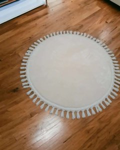 100x100 ponpon saçaklı pelüş kaymaz halı modern