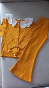 Yakalı düğmeli 4-5 yaş Hardal