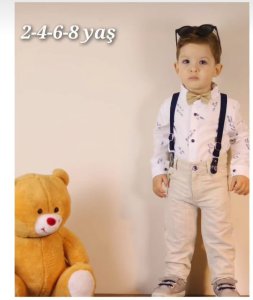 Erkek çocuk askılı papyonlu takim 4 yaş