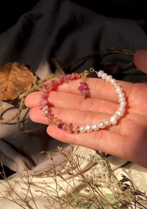 İnci& doğal taş bileklik