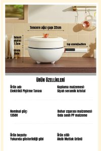 Çift Katlı Dijital Elektrikli Tencere 4.5 Litre 32 cm