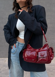 Çok cepli bordo Berlin çanta