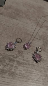 Gümüş zincirli çelik takı seti