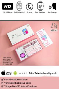 D4 MİNİ BİLEKLİK HEDİYEİ 3 KORDONLU AKILLI SAAT