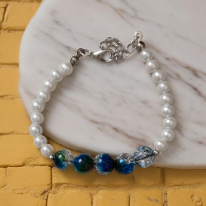 İncili ve Cam Boncuklu Bileklik