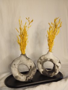 SİYAH VE BEYAZIN KARIŞIMI MERMER DESEN VAZO