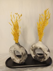 SİYAH VE BEYAZIN KARIŞIMI MERMER DESEN VAZO