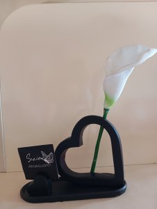 SİYAH KALP VAZO VE KALP MİNİ FOTOĞRAFLIK