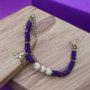 Mor renk fümo Havlit taşı bileklik