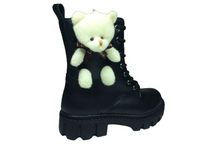 OrtopedikAL 1087 Filet Kız Çocuk Siyah Ayıcıklı Bot Bağcıklı Yanı Fermuarlı Anatomik