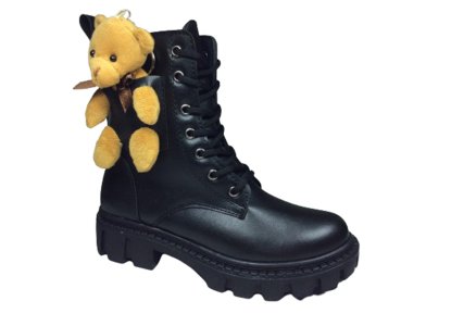 OrtopedikAL 1087 Filet Kız Çocuk Siyah Ayıcıklı Bot Bağcıklı Yanı Fermuarlı Anatomik