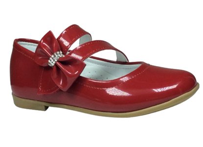 1010 Ort Emt Patik Kırmızı Rugan Babet Çatal Bantlı Kız Çocuk Abiye Ayakkabı Fantezi